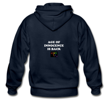 Load image into Gallery viewer, LIVE IT Pride Unisex AGE OF INNOCENCE IS BACK original ZIP Hoodie - navy
