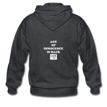 Load image into Gallery viewer, LIVE IT Unisex AGE OF INNOCENCE IS BACK original ZIP Hoodie - deep heather
