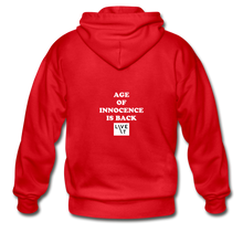 Load image into Gallery viewer, LIVE IT Unisex AGE OF INNOCENCE IS BACK original ZIP Hoodie - red
