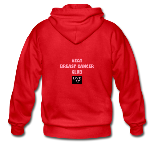 LIVE IT Breast Cancer Unisex BEAT CLUB original ZIP Hoodie - red