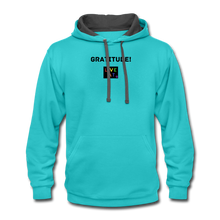 Load image into Gallery viewer, LIVE IT Pride Unisex GRATITUDE original Contrast Hoodie - scuba blue/asphalt
