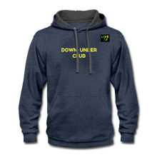 Load image into Gallery viewer, LIVE IT Aussie Unisex DOWN UNDER CLUB original Contrast Hoodie - indigo heather/asphalt
