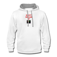 Load image into Gallery viewer, LIVE IT Pride Unisex DON&#39;T DREAM IT original Contrast Hoodie - white/gray
