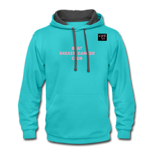 Load image into Gallery viewer, LIVE IT Breast Cancer Unisex BEAT CLUB original Contrast Hoodie - scuba blue/asphalt
