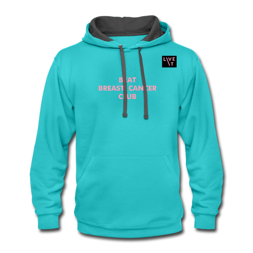 LIVE IT Breast Cancer Unisex BEAT CLUB original Contrast Hoodie - scuba blue/asphalt