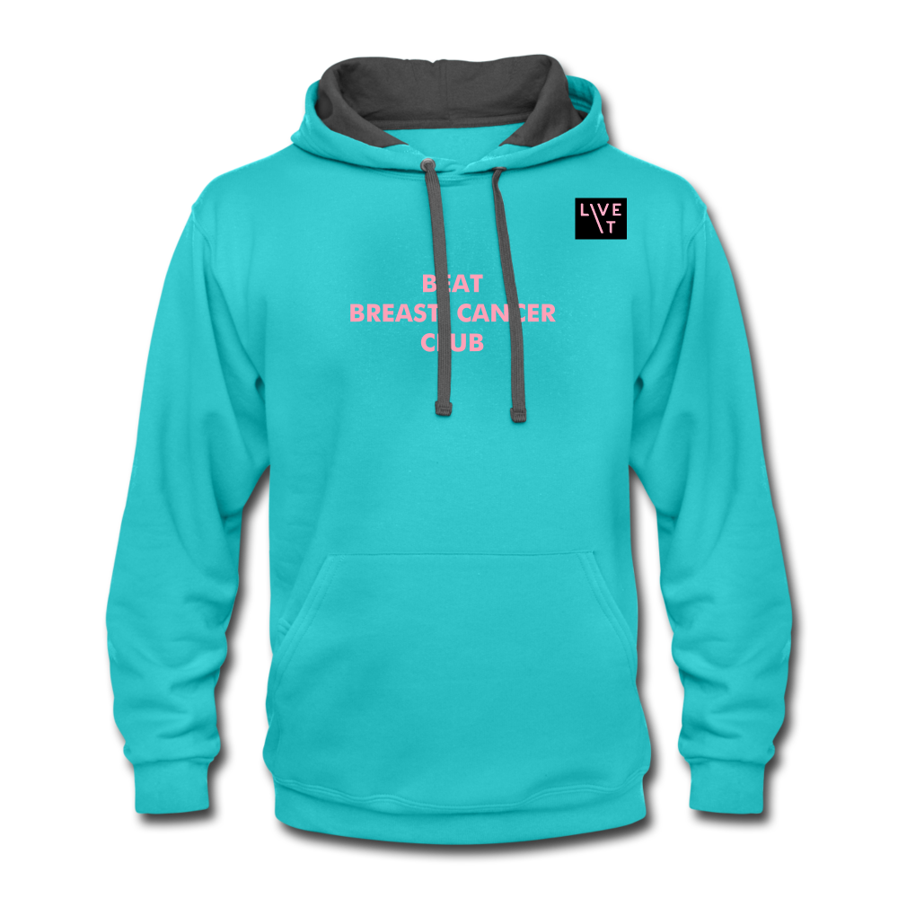 LIVE IT Breast Cancer Unisex BEAT CLUB original Contrast Hoodie - scuba blue/asphalt