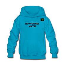 Load image into Gallery viewer, LIVE IT Kids Aussie NO WORRIES MATE original Hoodie - turquoise
