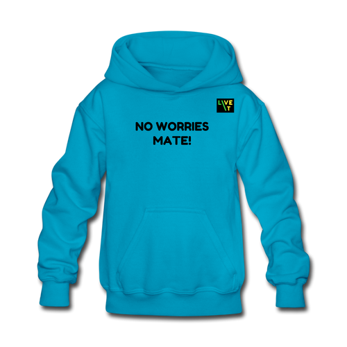 LIVE IT Kids Aussie NO WORRIES MATE original Hoodie - turquoise