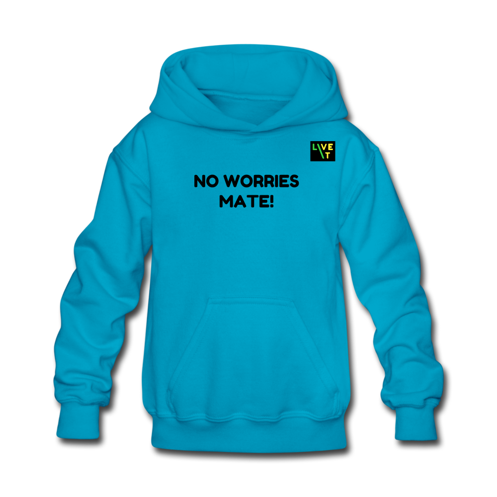 LIVE IT Kids Aussie NO WORRIES MATE original Hoodie - turquoise