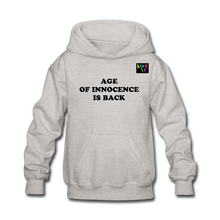 Load image into Gallery viewer, LIVE IT Kids AGE OF INNOCENCE IS BACK original Hoodie - heather gray
