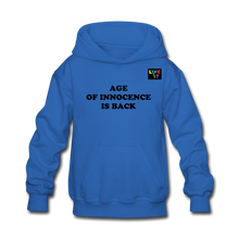 Load image into Gallery viewer, LIVE IT Kids AGE OF INNOCENCE IS BACK original Hoodie - royal blue
