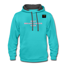 Load image into Gallery viewer, LIVE IT Pride Breast Cancer Unisex BEAT CLUB original Contrast Hoodie - scuba blue/asphalt
