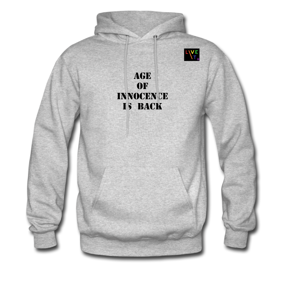 LIVE IT Pride Unisex AGE OF INNOCENCE IS BACK original Hoodie - heather gray