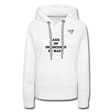 Load image into Gallery viewer, LIVE IT Women&#39;s AGE OF INNOCENCE IS BACK original Women&#39;s Hoodie - white
