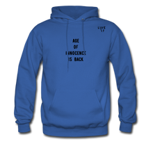 Load image into Gallery viewer, LIVE IT Men&#39;s AGE OF INNOCENCE IS BACK original Men&#39;s Hoodie - royal blue
