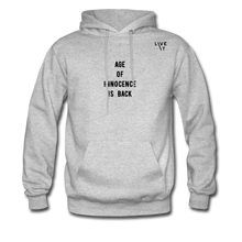 Load image into Gallery viewer, LIVE IT Men&#39;s AGE OF INNOCENCE IS BACK original Men&#39;s Hoodie - heather gray
