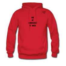 Load image into Gallery viewer, LIVE IT Men&#39;s AGE OF INNOCENCE IS BACK original Men&#39;s Hoodie - red
