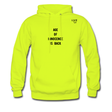 Load image into Gallery viewer, LIVE IT Men&#39;s AGE OF INNOCENCE IS BACK original Men&#39;s Hoodie - safety green
