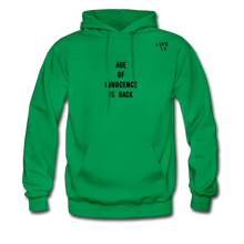 Load image into Gallery viewer, LIVE IT Men&#39;s AGE OF INNOCENCE IS BACK original Men&#39;s Hoodie - kelly green
