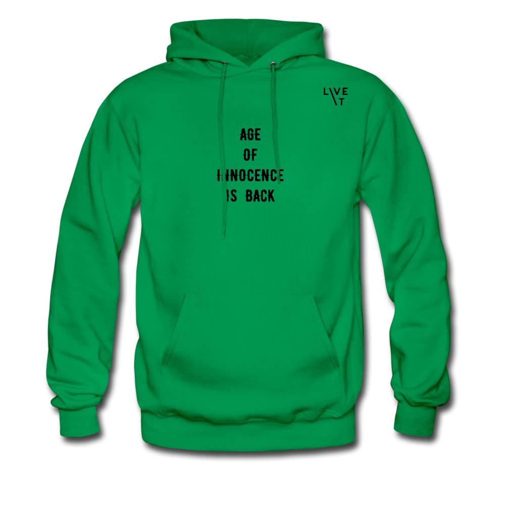 LIVE IT Men's AGE OF INNOCENCE IS BACK original Men's Hoodie - kelly green