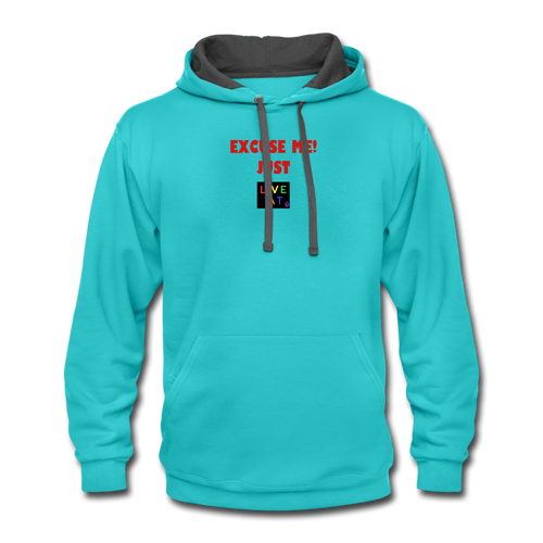 LIVE IT Pride Unisex EXCUSE ME JUST LIVE IT original Contrast Hoodie - scuba blue/asphalt