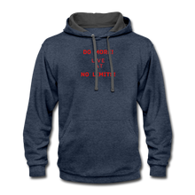 Load image into Gallery viewer, LIVE IT Unisex DO MORE NO LIMITS original Contrast Hoodie - indigo heather/asphalt
