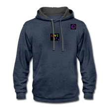 Load image into Gallery viewer, LIVE IT Pride Unisex original Contrast Hoodie - indigo heather/asphalt
