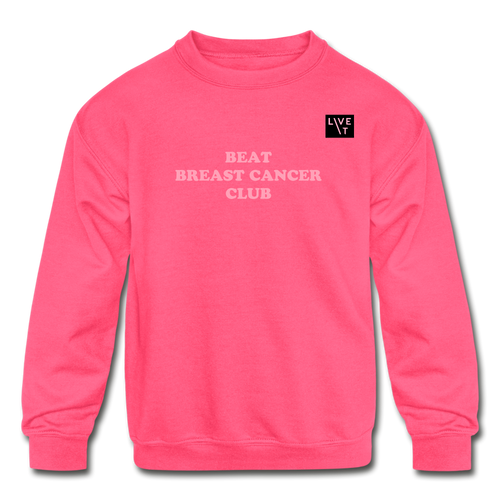 LIVE IT Kids Breast Cancer BEAT CLUB Crewneck Sweatshirt - neon pink