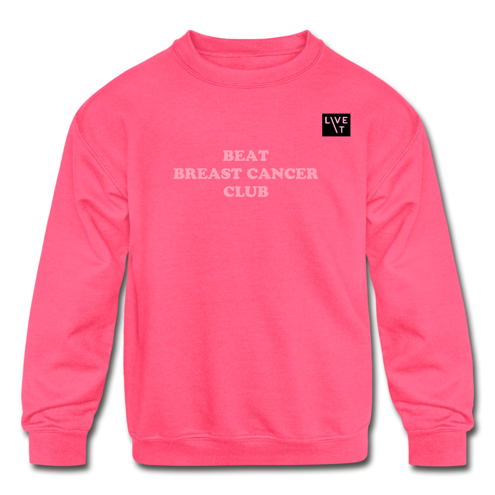 LIVE IT Kids Breast Cancer BEAT CLUB Crewneck Sweatshirt - neon pink