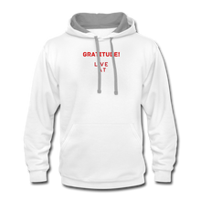 Load image into Gallery viewer, LIVE IT Unisex GRATITUDE original Contrast Hoodie - white/gray
