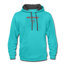 Load image into Gallery viewer, LIVE IT Unisex GRATITUDE original Contrast Hoodie - scuba blue/asphalt
