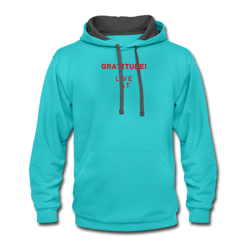 LIVE IT Unisex GRATITUDE original Contrast Hoodie - scuba blue/asphalt