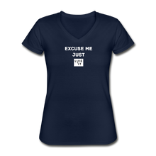 Load image into Gallery viewer, LIVE IT Women&#39;s EXCUSE ME JUST LIVE IT original Women&#39;s V-Neck T-Shirt - navy
