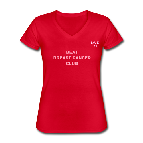 LIVE IT Breast Cancer Women's BEAT CLUB original Women's V-Neck T-Shirt - red