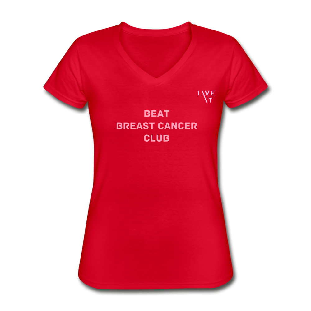 LIVE IT Breast Cancer Women's BEAT CLUB original Women's V-Neck T-Shirt - red