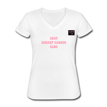 Load image into Gallery viewer, LIVE IT Breast Cancer Women&#39;s BEAT CLUB original Women&#39;s V-Neck T-Shirt - white
