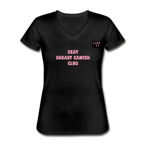 LIVE IT Breast Cancer Women's BEAT CLUB original Women's V-Neck T-Shirt - black